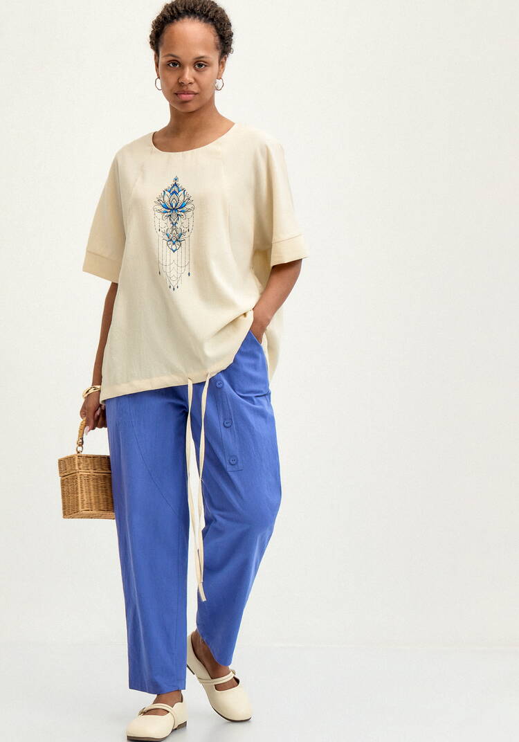 Брюки с декоративной планкой и карманами шир.  750, рис. 31