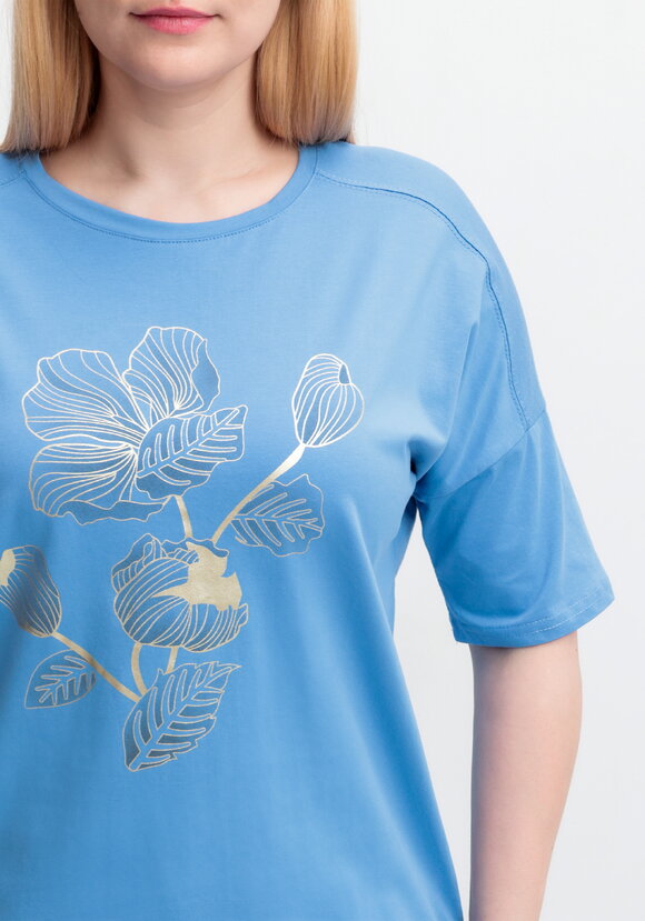 Футболка с принтом Золотой цветок шир.  580, рис. 35