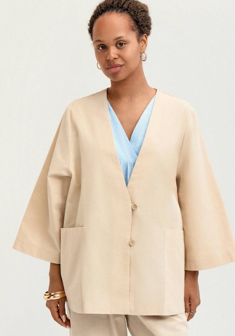 Кардиган изо льна с карманами шир.  750, рис. 4