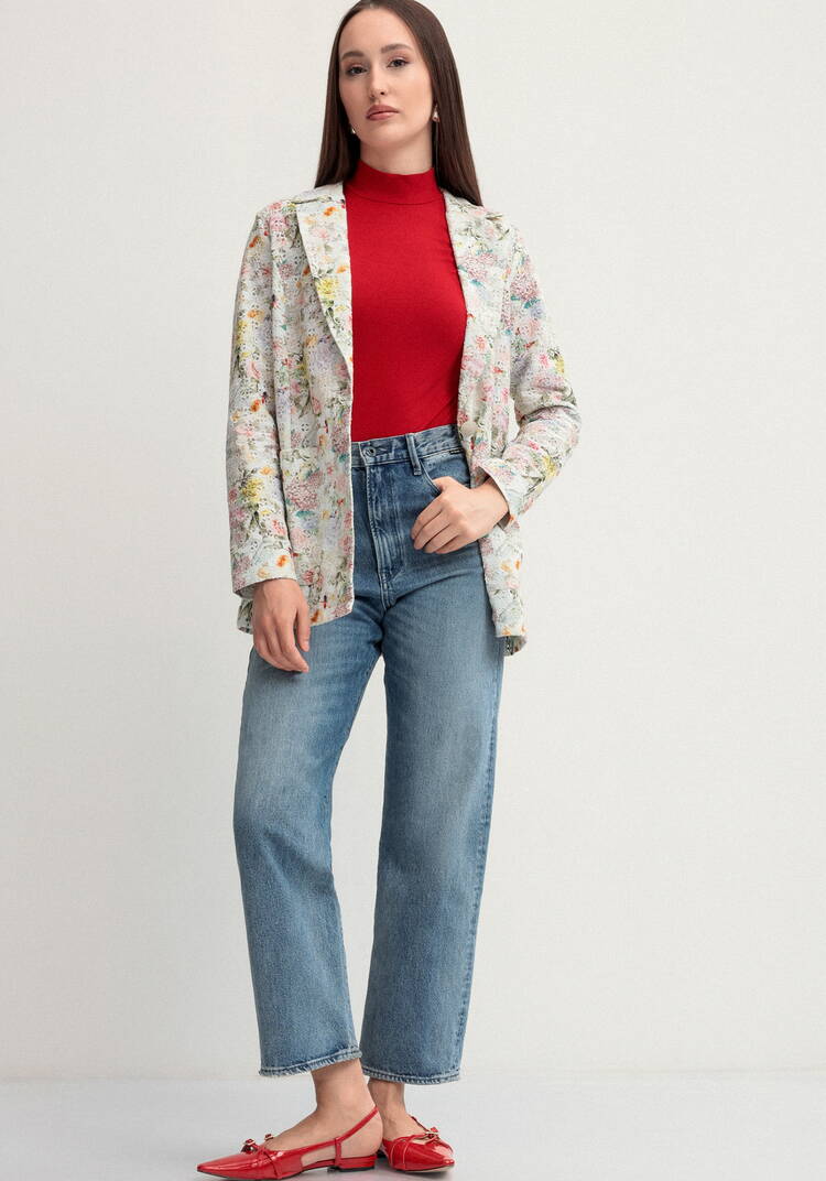 Пиджак из шитья с цветочным принтом шир.  750, рис. 7