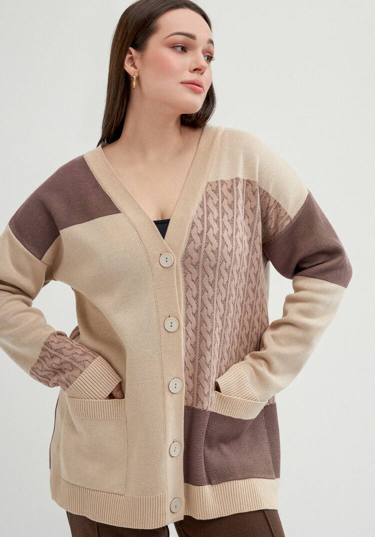 Кардиган с разноцветными вставками шир.  750, рис. 1