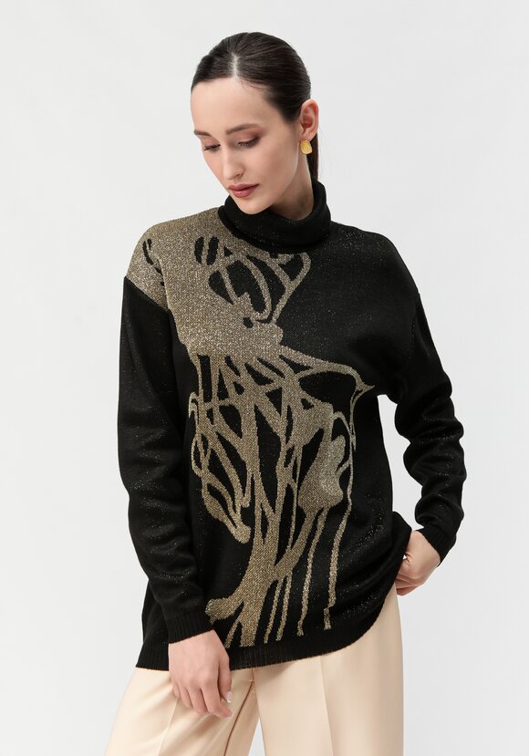 Туника женская с абстракцией и высоким горлом шир.  580, рис. 19