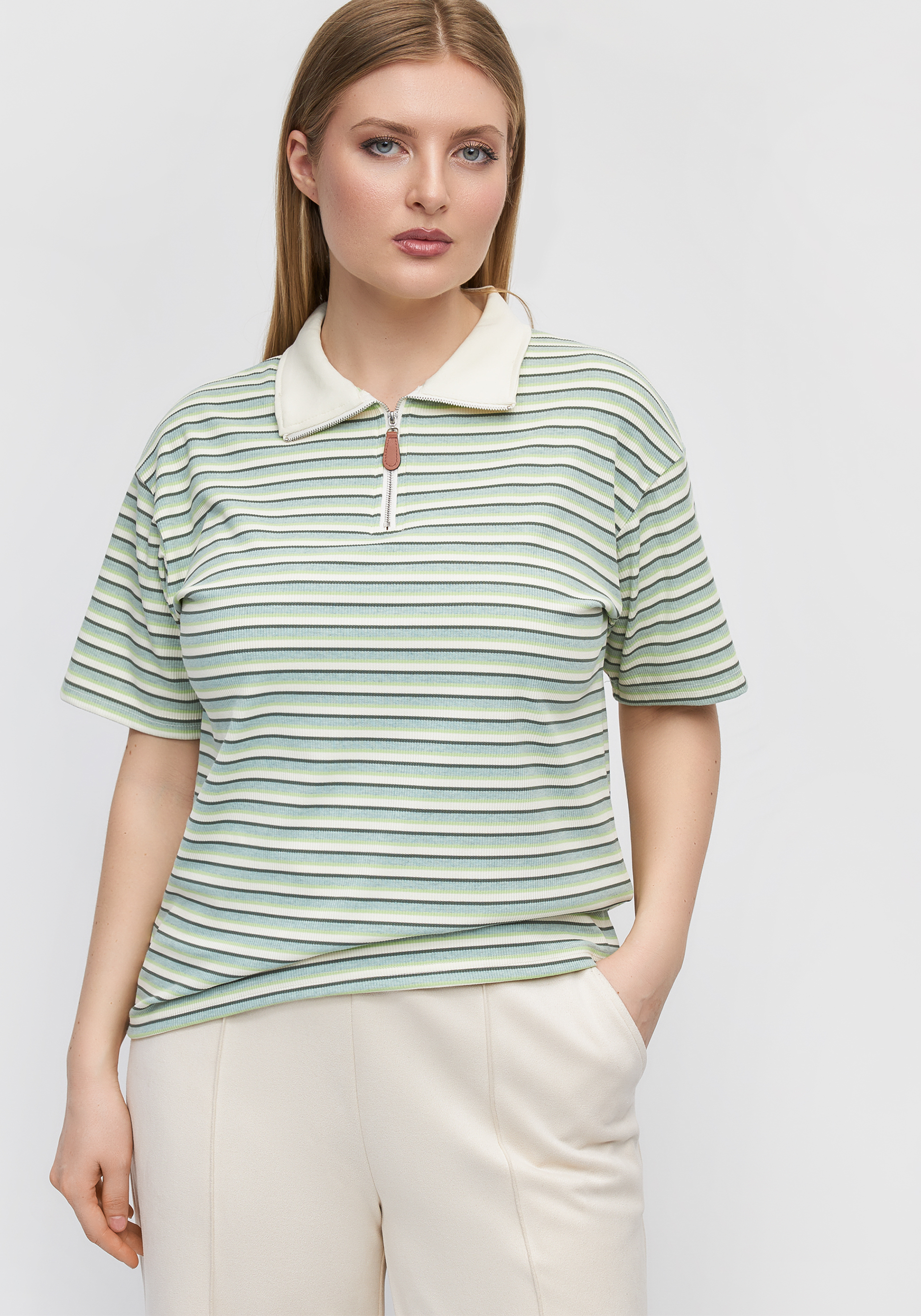 Поло на молнии в полоску 3499₽