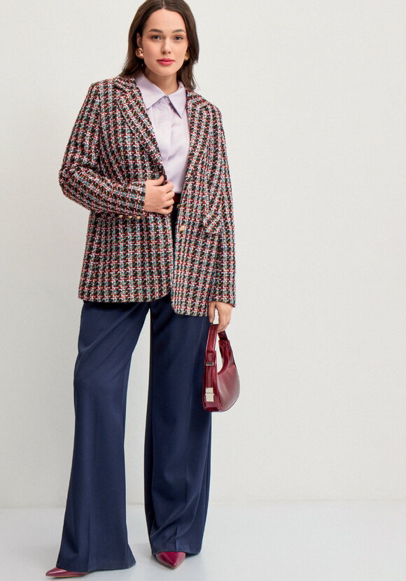 Пиджак из твида в клетку на подкладе шир.  580, рис. 11