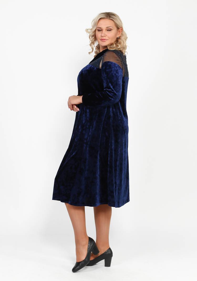 Платье бархатное с декором из бусин шир.  750, рис. 5