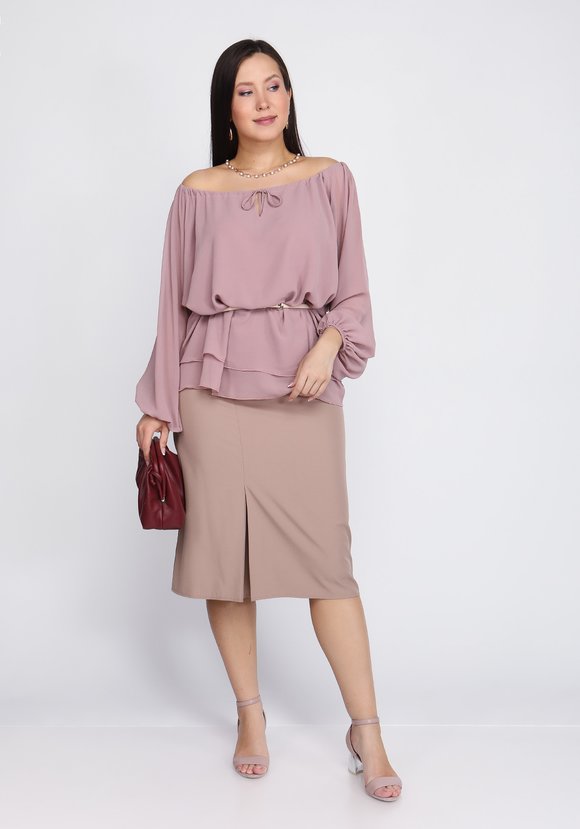 Блуза из шифона с воротом на кулиске шир.  580, рис. 8