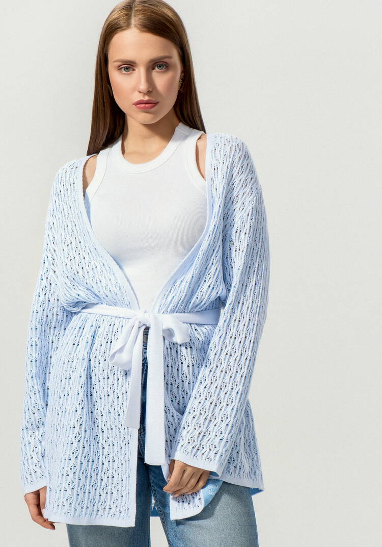 Кардиган ажурной вязки шир.  750, рис. 23