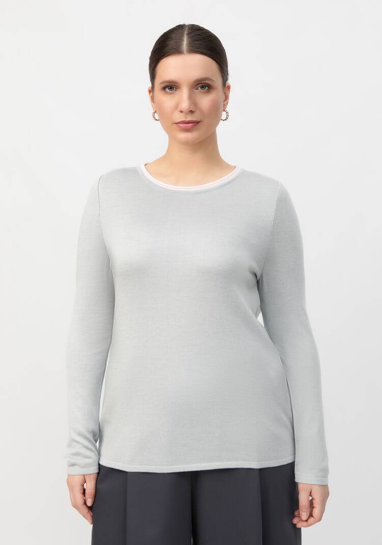 Джемпер с контрастной окантовкой горловины шир.  750, рис. 10