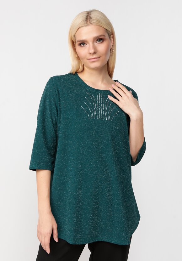 Блуза с метанитью и декором на груди шир.  580, рис. 26