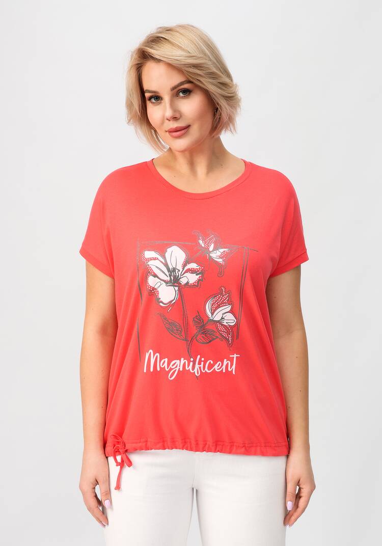 Блуза с цветочным принтом и кулиской по низу шир.  750, рис. 16