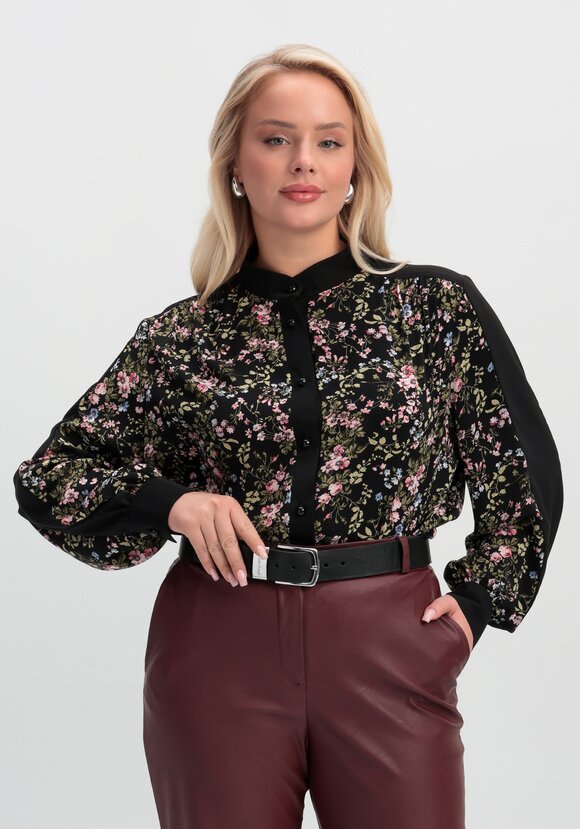 Блуза комбинированная прямого кроя шир.  580, рис. 1