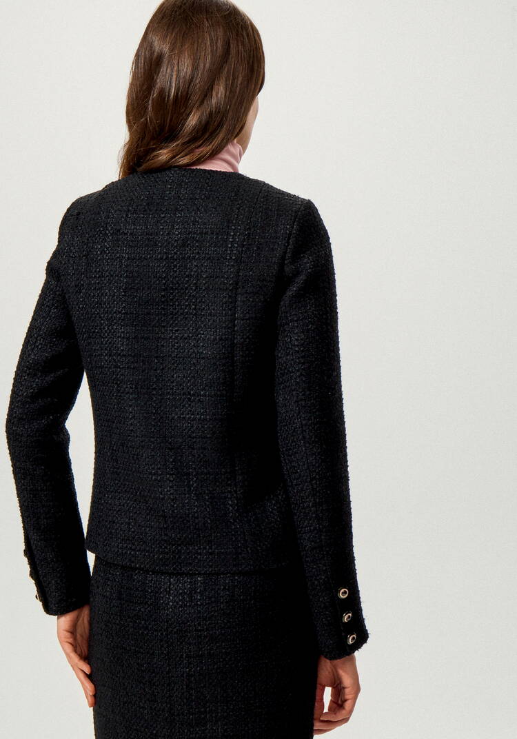 Пиджак из однотонного твида на пуговицах шир.  750, рис. 3