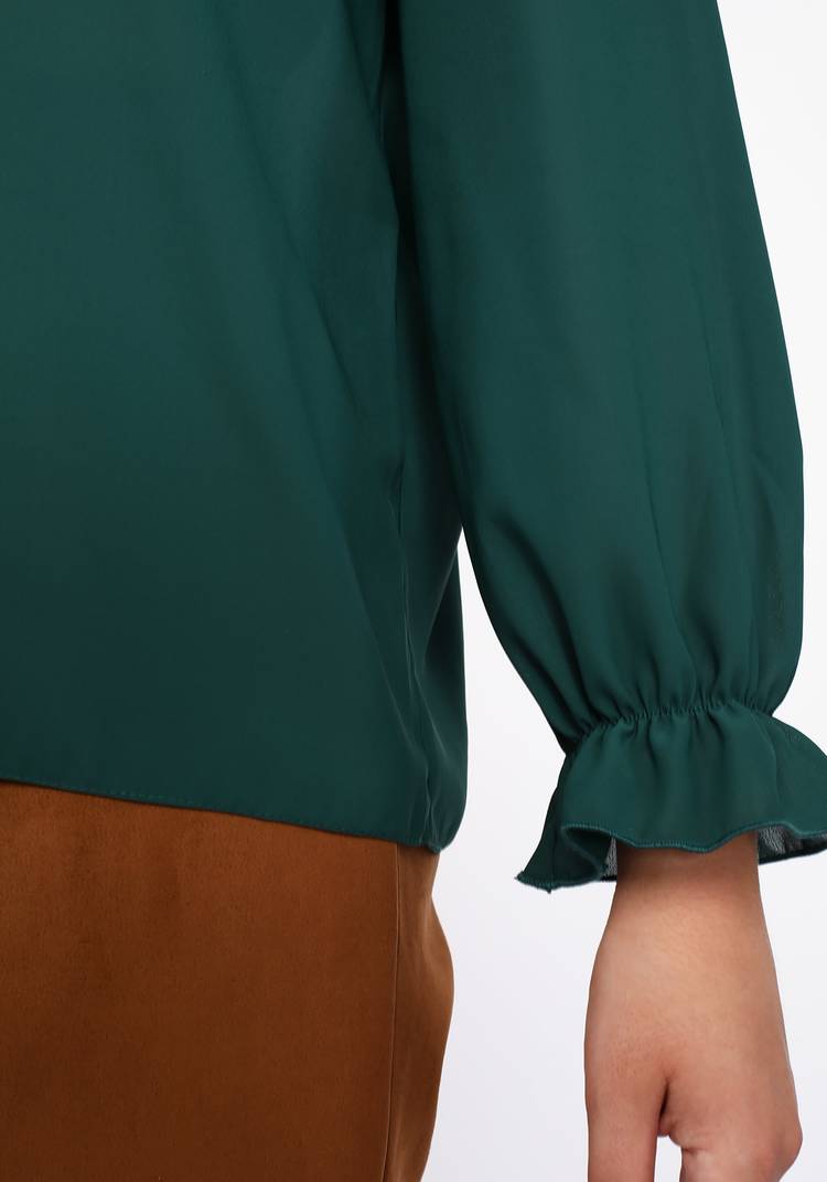 Блуза однотонная с застежкой на пуговицу шир.  750, рис. 4