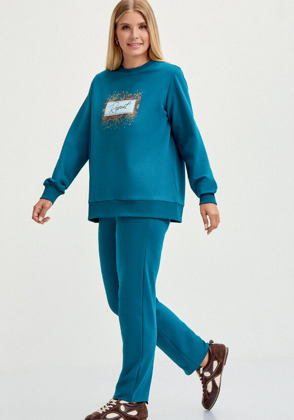 Костюм свитшот с принтом и брюки шир.  580, рис. 47