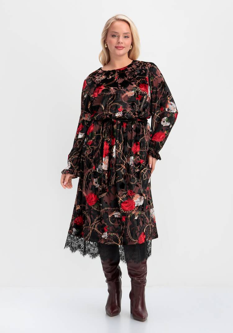 Платье с цветочным принтом из креш бархата шир.  750, рис. 9