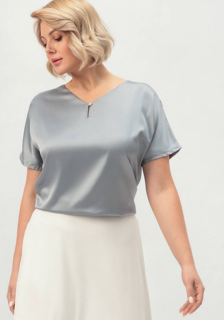 Блуза шелковая с V-образным вырезом шир.  750, рис. 26