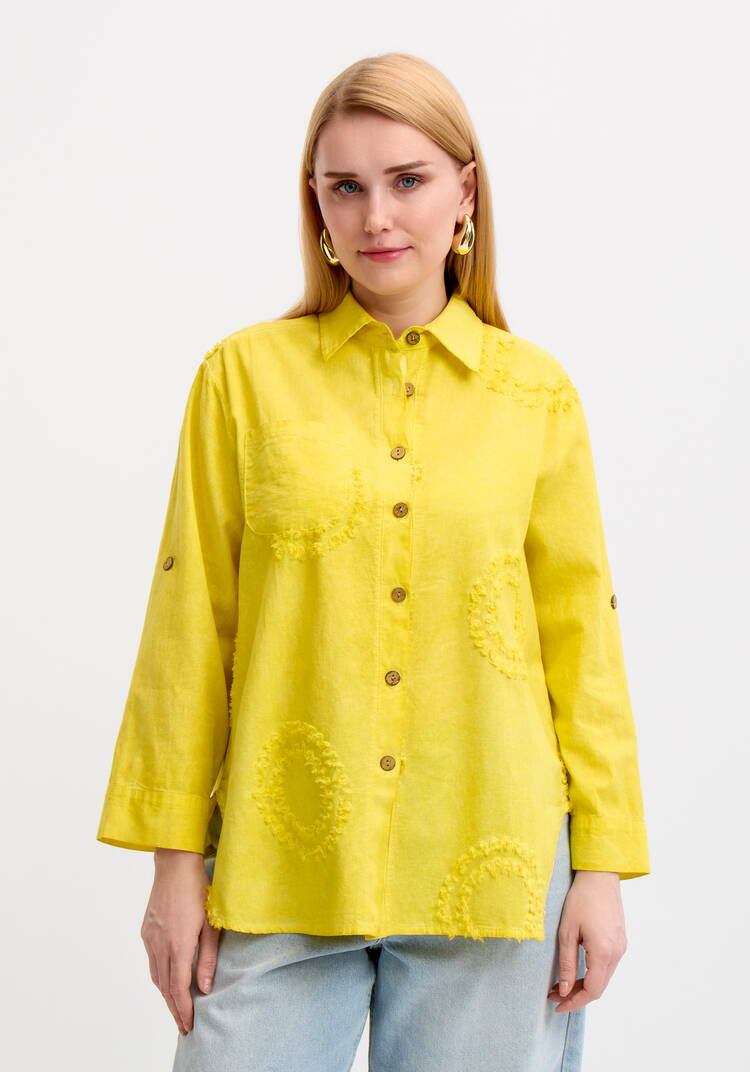 Блуза с фактурным рисунком из хлопка шир.  750, рис. 4