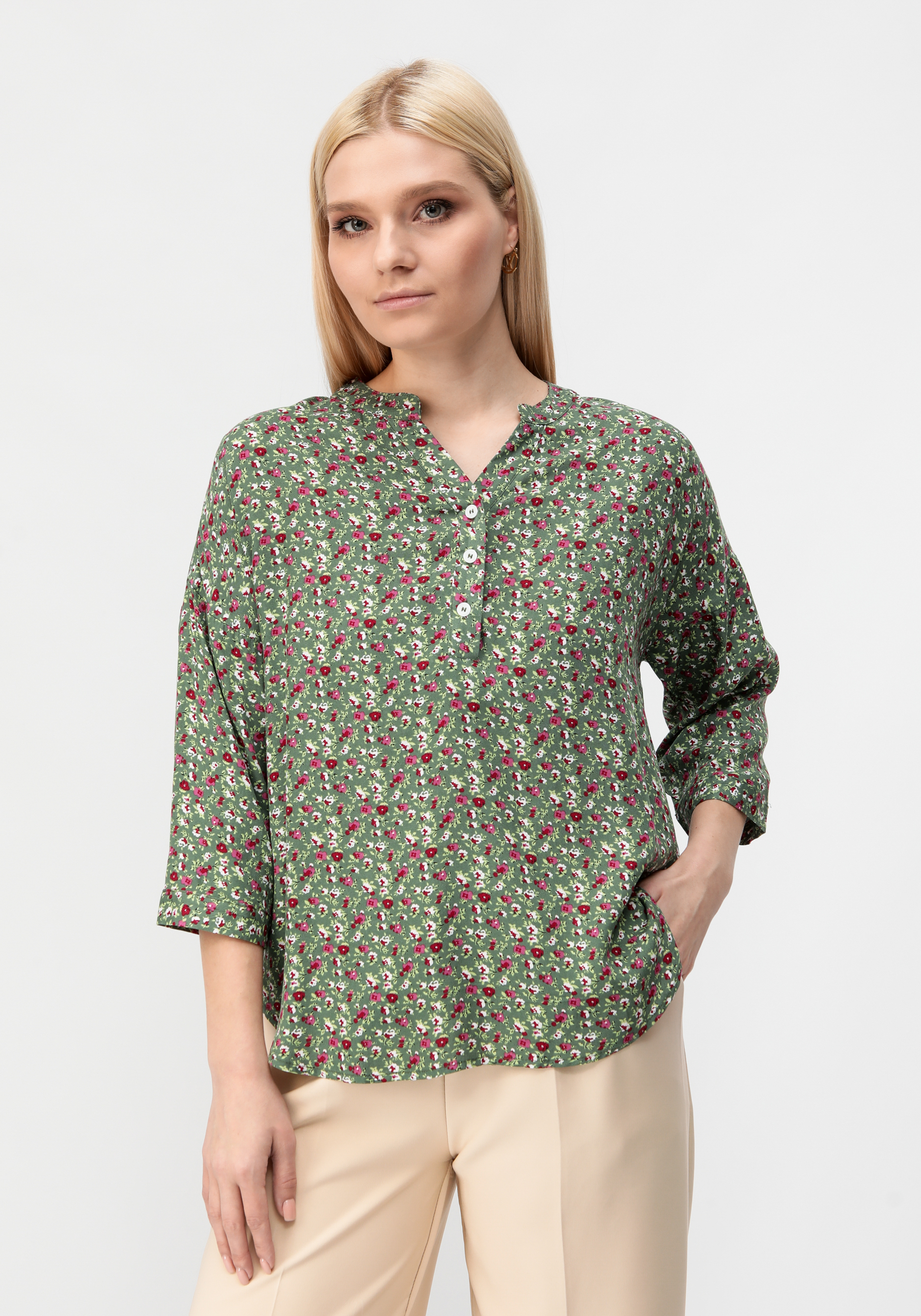 Рубашка с цветочным принтом "Элен", размер 50