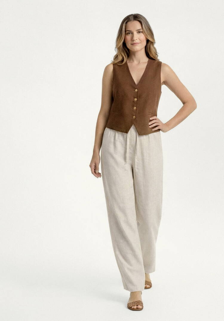 Брюки прямые от бедра из льна Шаила шир.  750, рис. 8