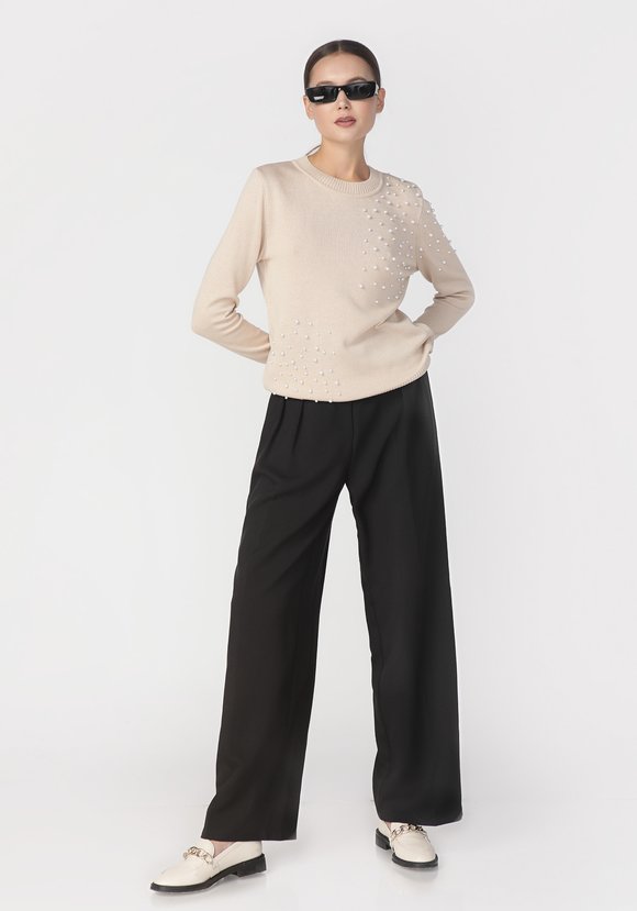 Джемпер с бусинами по плечу и низу изделия шир.  580, рис. 8