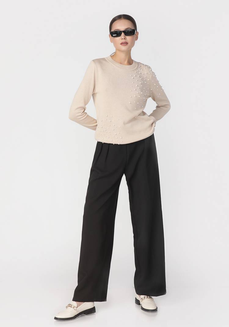 Джемпер с бусинами по плечу и низу изделия шир.  750, рис. 8