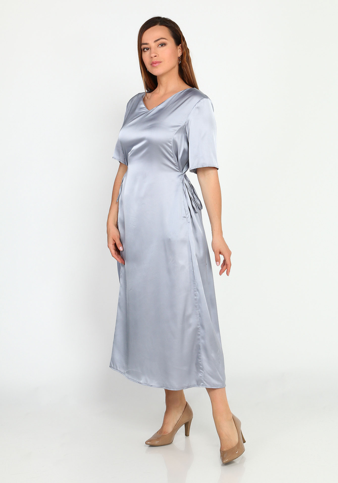 Платье-макси с завязками по бокам Frida, размер 44, цвет серый - фото 2