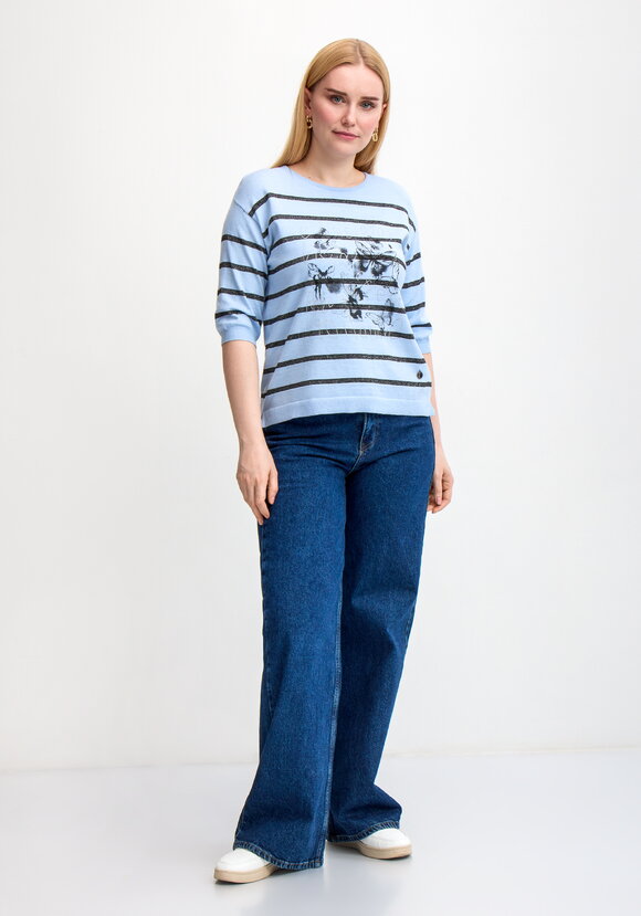 Блуза в полоску с принтом шир.  580, рис. 2