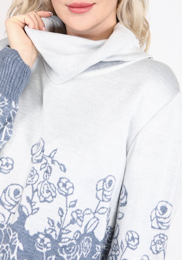 Платье с воротником-хомут и рисунком "розы" — купить за руб в магазине ...