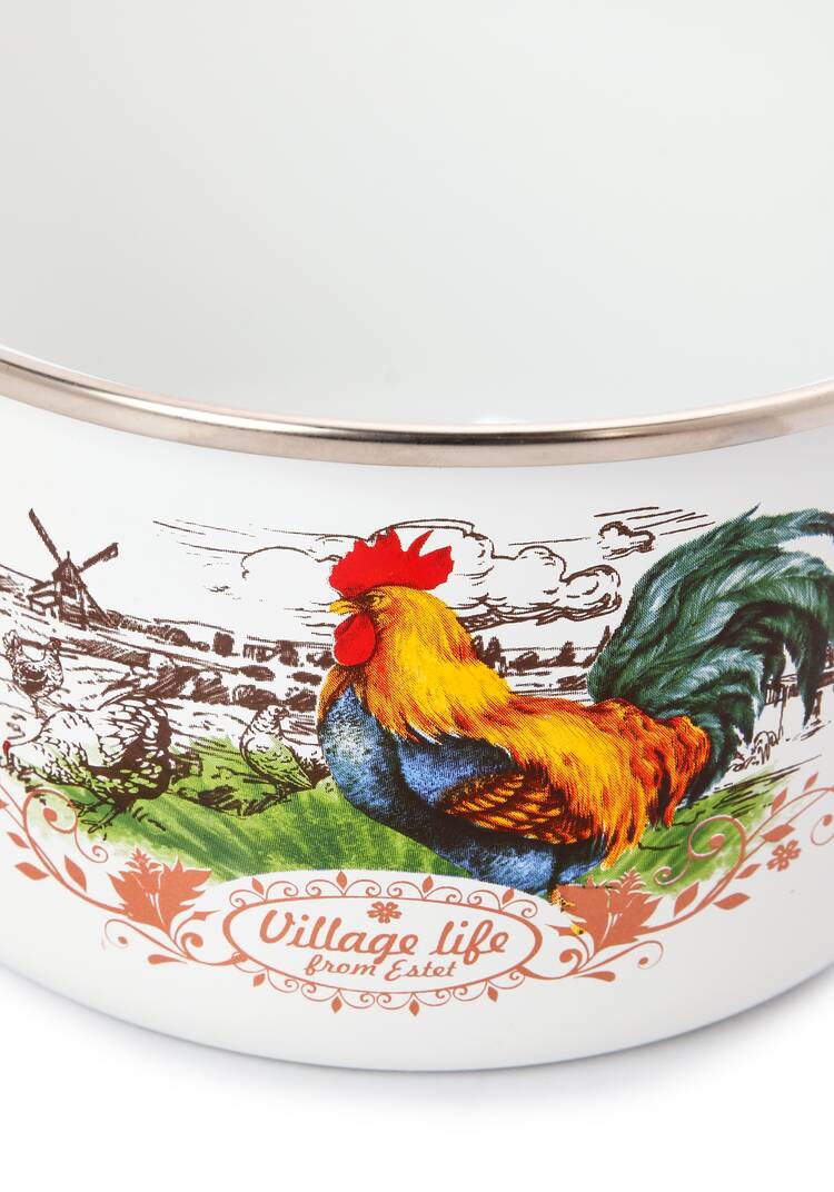 Эмалированная кастрюля с крышкой Петушок шир.  750, рис. 4