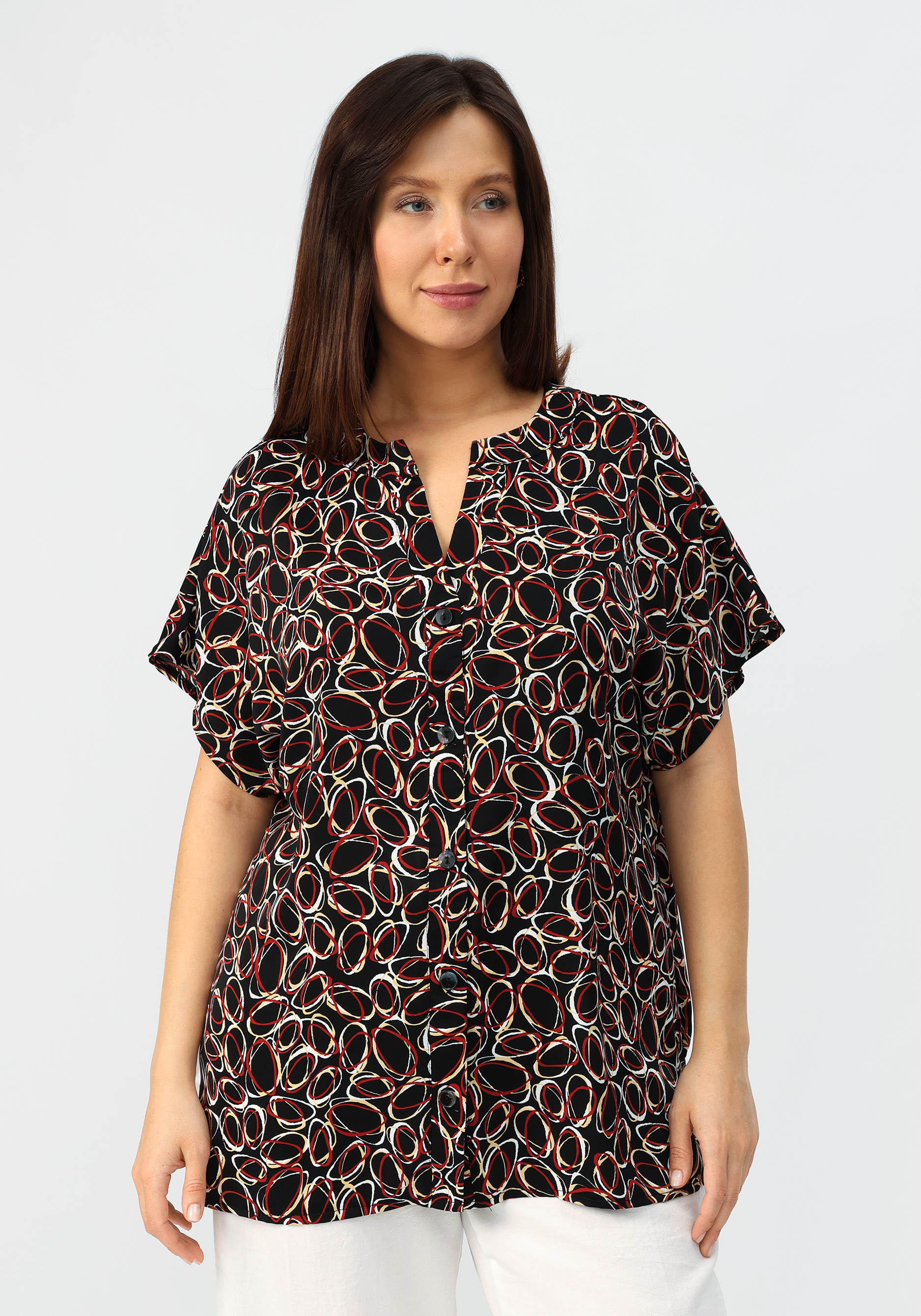 Блуза удлиненная с вырезом VeraVo, размер 60, цвет белый - фото 8