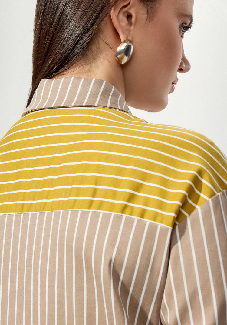 Рубашка в полоску колор-блок шир.  750, рис. 14