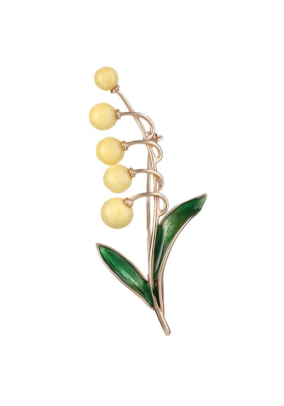 Брошь серебряная Ландыш золотистый шир.  580, рис. 1