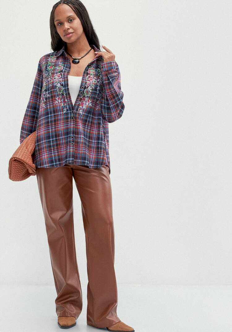 Рубашка в клетку с принтом шир.  750, рис. 16