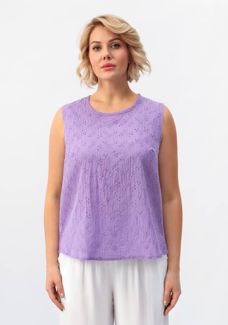 Майка ажурная из шитья с круглым вырезом шир.  750, рис. 20