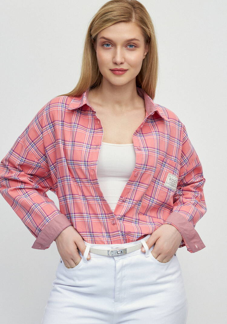 Рубашка в клетку с комбинацией трикотажа шир.  750, рис. 17