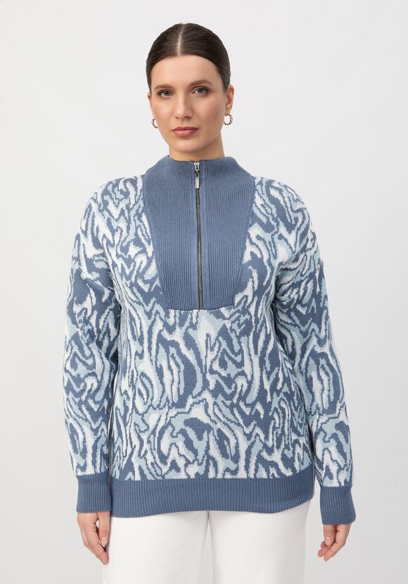 Джемпер поло с принтом абстракция шир.  580, рис. 4