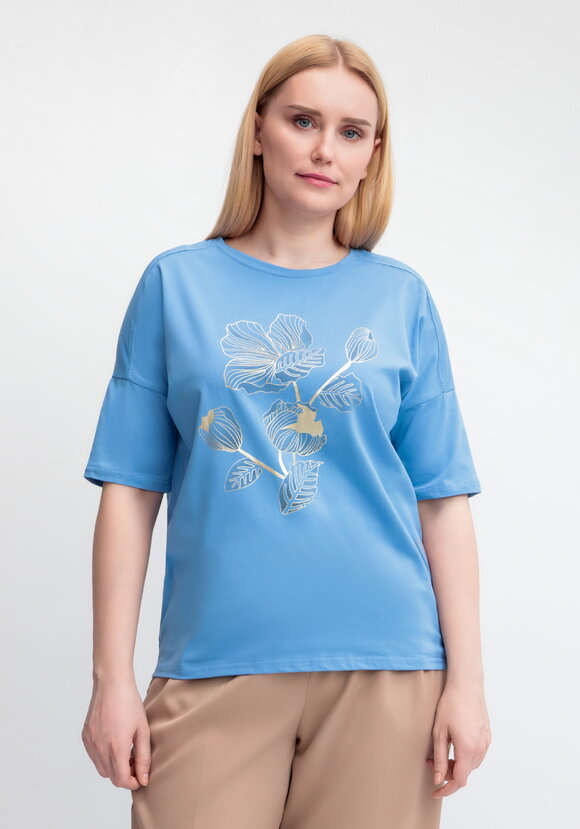 Футболка с принтом Золотой цветок шир.  580, рис. 34