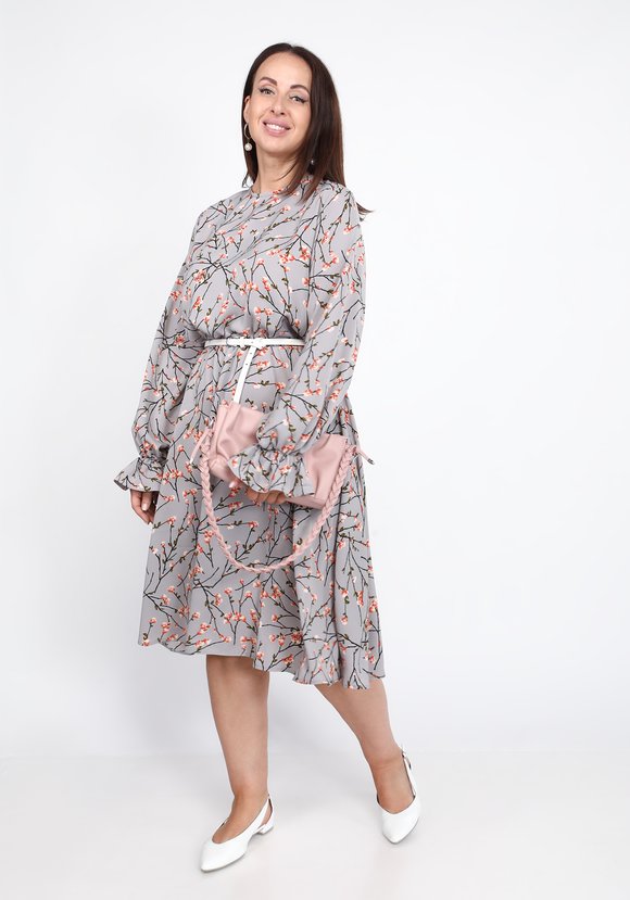 Платье с принтом веточки шир.  580, рис. 1