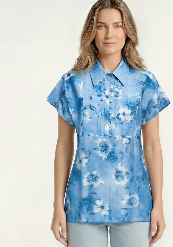 Блуза изо льна с цветочным принтом шир.  580, рис. 8