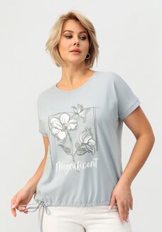 Блуза с цветочным принтом и кулиской по низу