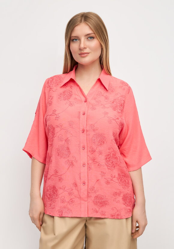 Блуза с фактурным узором на пуговицах шир.  580, рис. 4