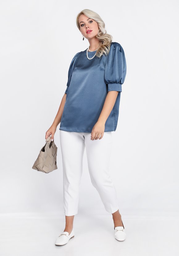 Блуза однотонная с рукавом на манжете шир.  580, рис. 11