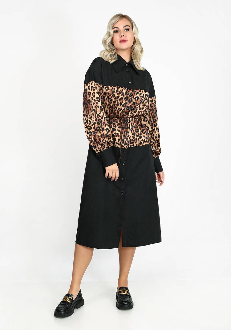 Платье-рубашка с леопардовой вставкой шир.  750, рис. 1