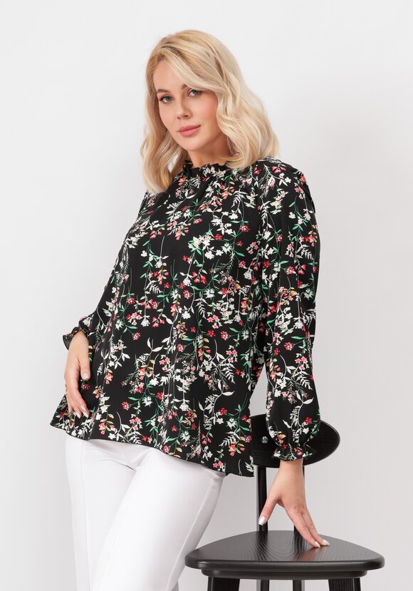 Блуза с цветочным принтом свободного кроя шир.  580, рис. 16