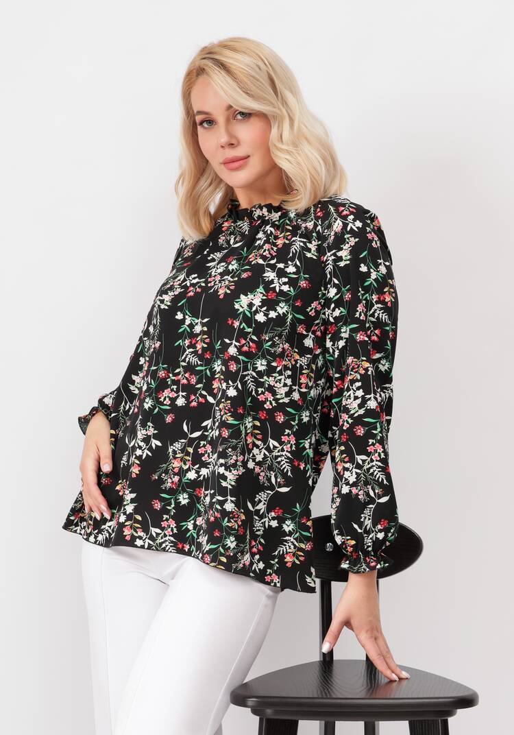 Блуза с цветочным принтом свободного кроя шир.  750, рис. 16