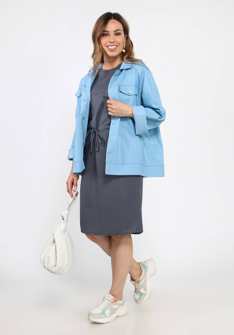 Рубашка джинсовая на кнопках шир.  750, рис. 6