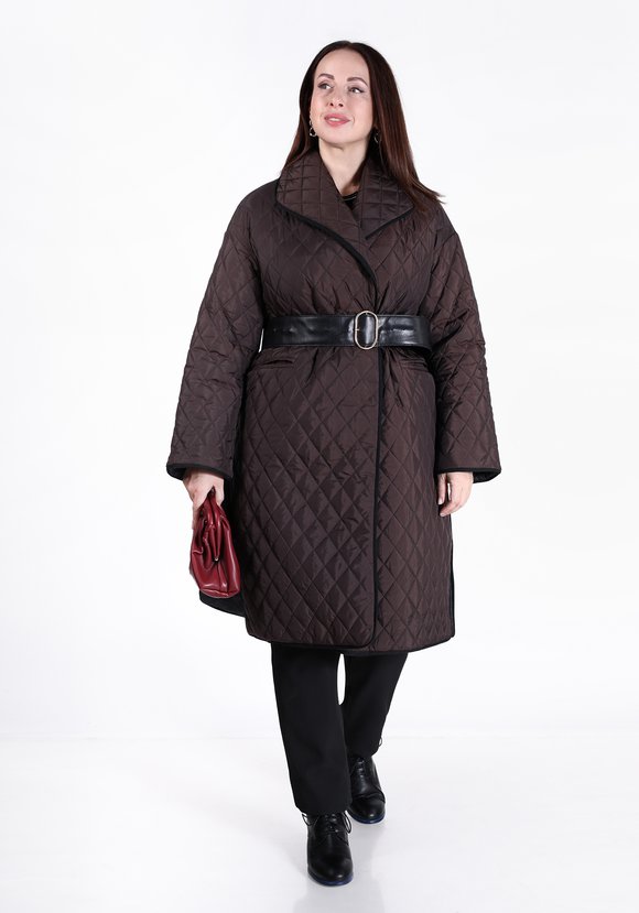 Пальто стеганое свободного кроя с поясом шир.  580, рис. 2