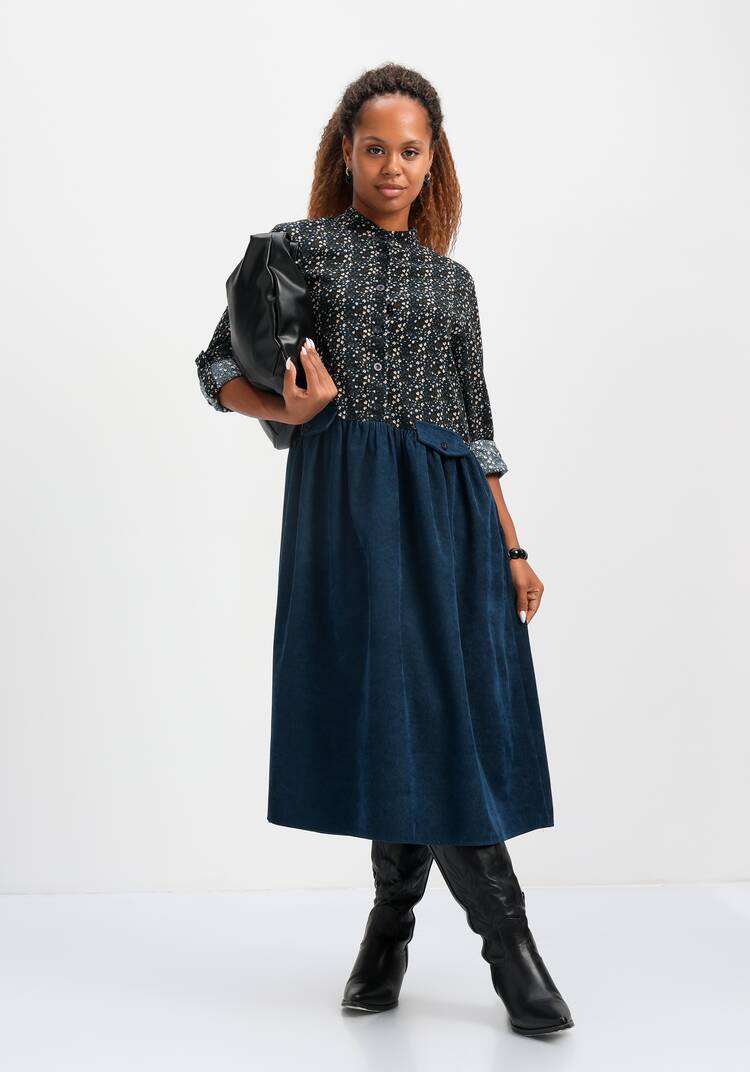 Платье комбинированное с воротником-стойкой шир.  750, рис. 8