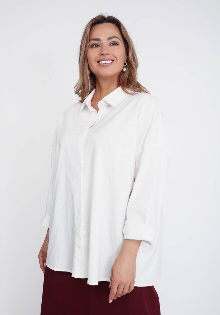 Блуза-рубашка однотонная оверсайз шир.  750, рис. 5