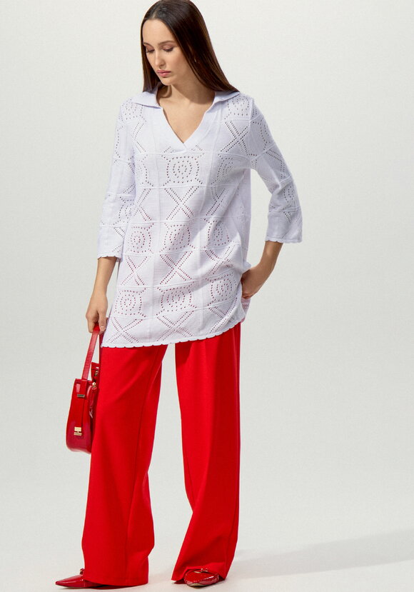 Туника с ажурным рисунком и воротником поло шир.  580, рис. 7